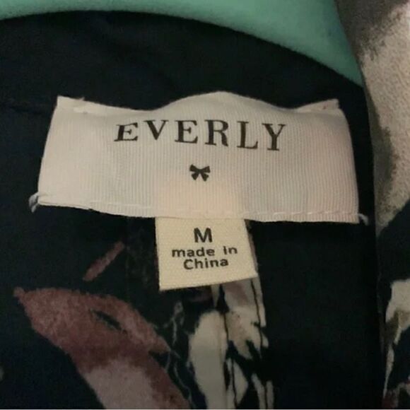 Everly- Chiffon Kimono Black Floral Print, Short Sleeve, High/ Low Shaw Collar, - Picture 14 of 16